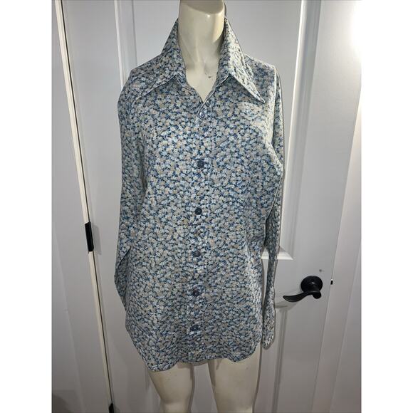 Vintage men’s floral H.I.S Pointed Collar Button Down Disco Clubbing Shirt - Picture 1 of 6